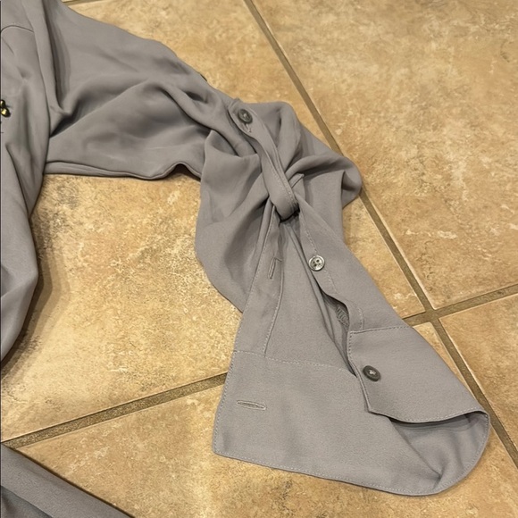 Express Gray Notched Collar Long Sleeve Dress - Picture 4 of 5